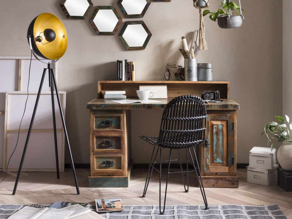 Schreibtisch  Shabby Chic Recycletes Holz Braun