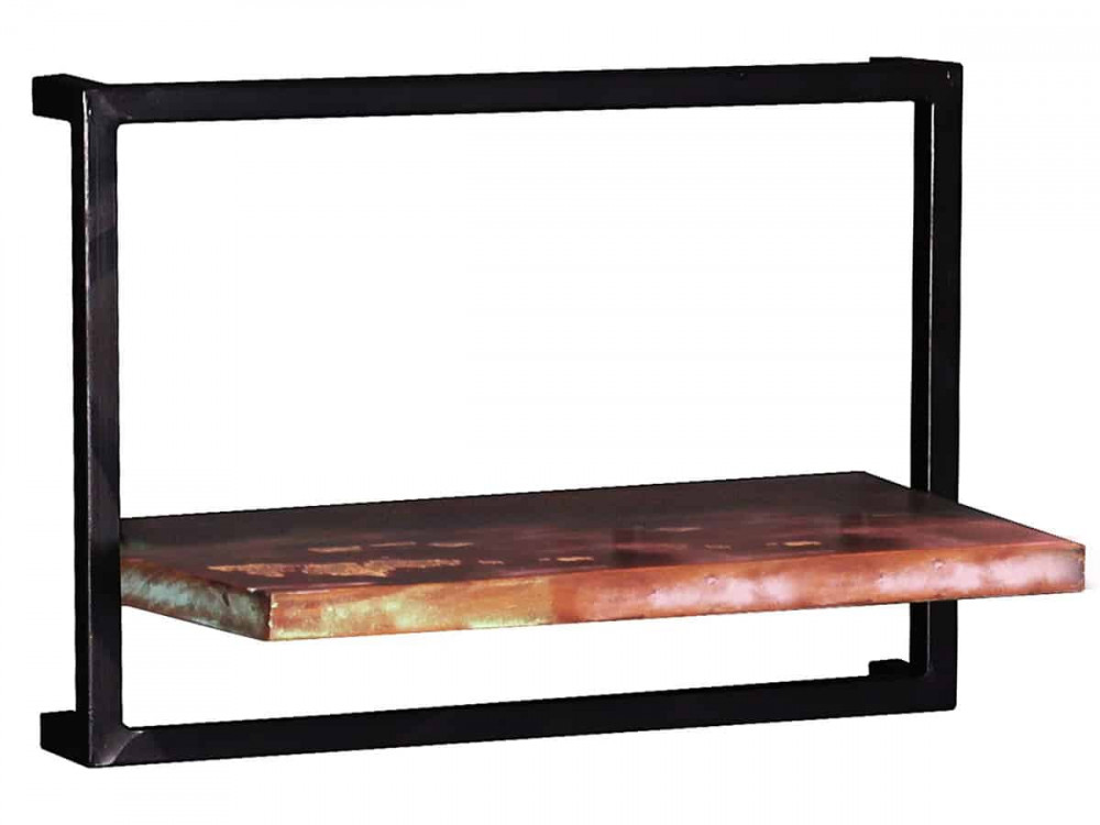 Wandregal  Shabby Chic Massivholz Metall Recycletes Holz Braun