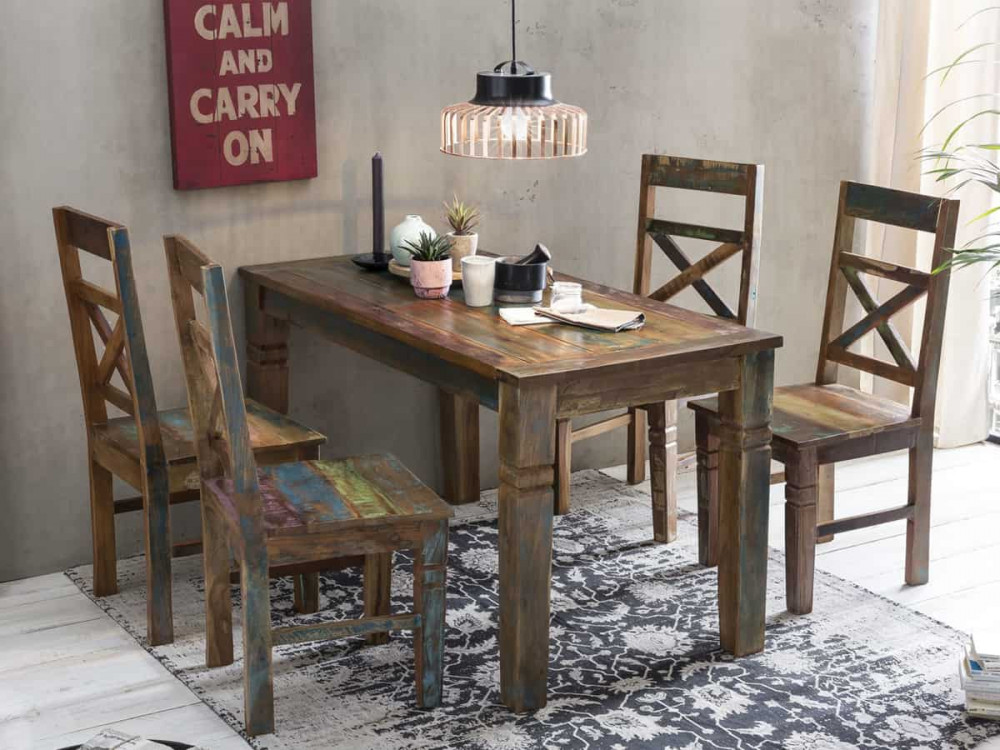 Esstisch  Shabby Chic Massivholz Recycletes Holz Braun