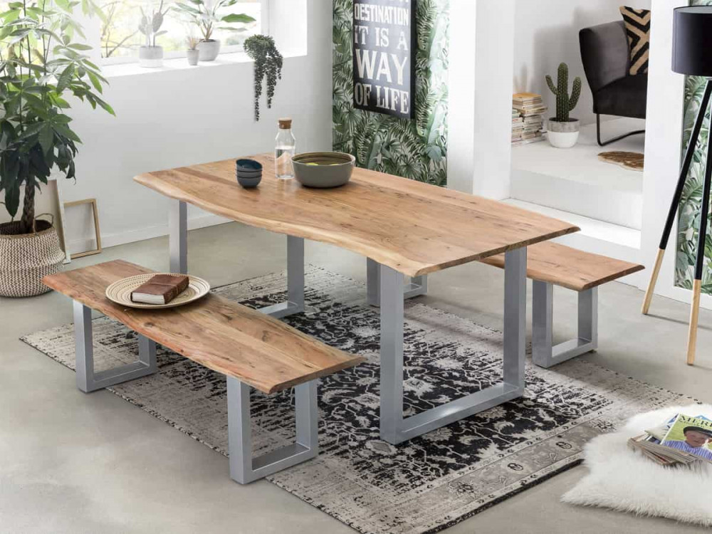 Esstisch Vanaja Modern Massivholz Metall Akazie Braun