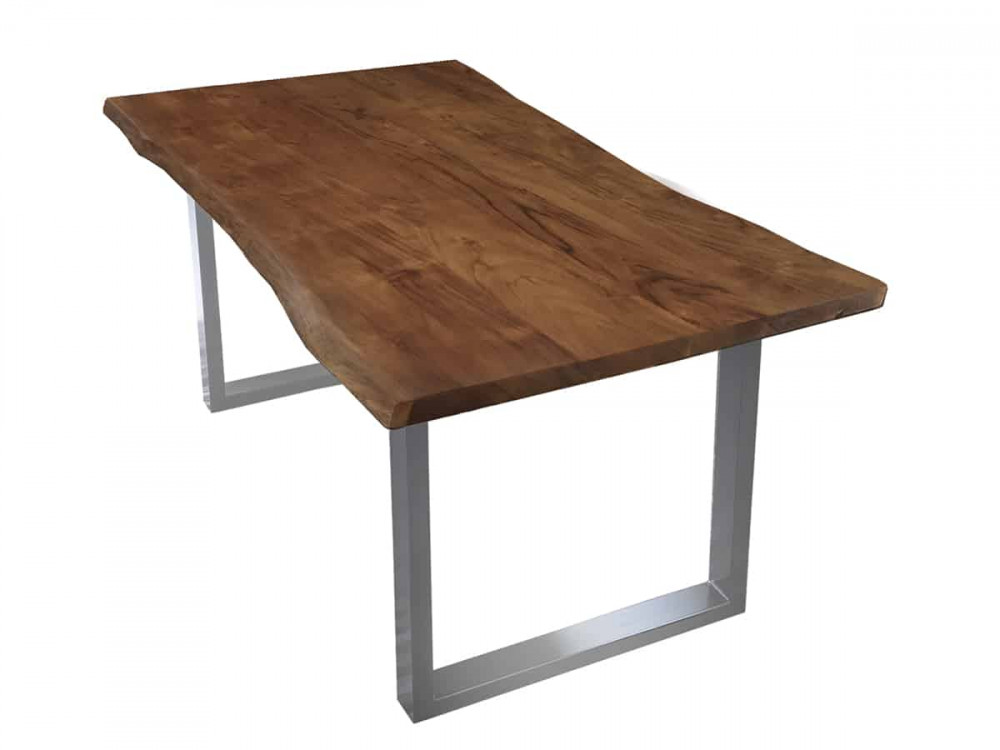 Esstisch Vanaja Modern Massivholz Metall Akazie Dunkelbraun