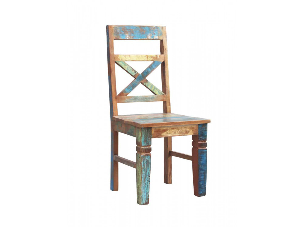 Esszimmerstuhl  Shabby Chic Massivholz Recycletes Holz Braun