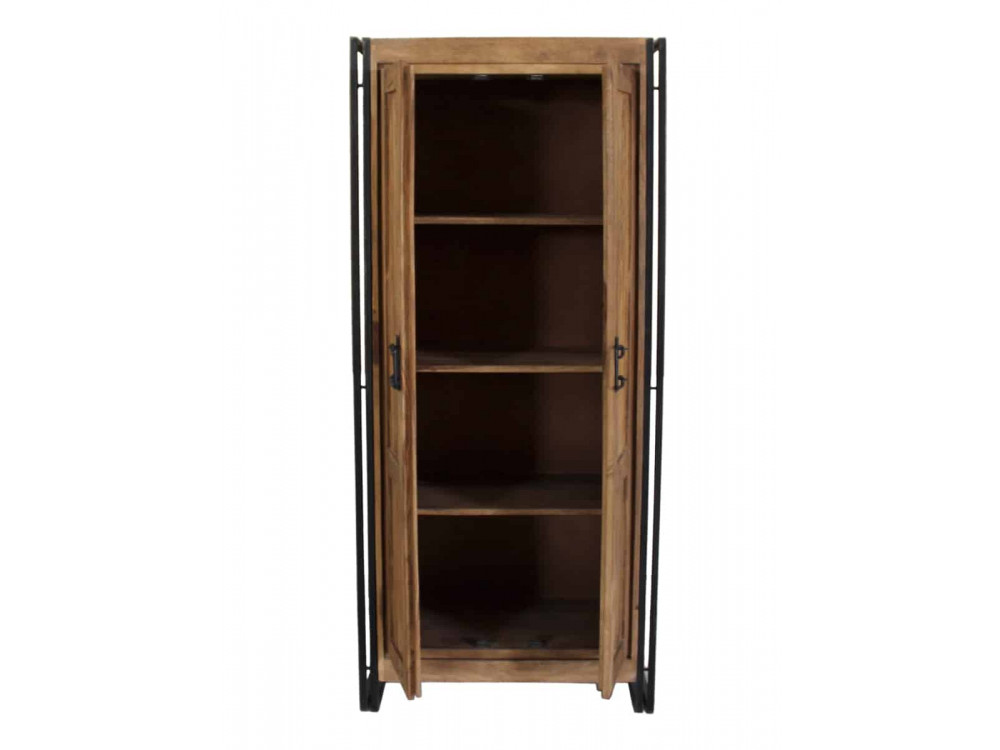 Garderobenschrank Madras Modern Massivholz Metall Akazie Braun