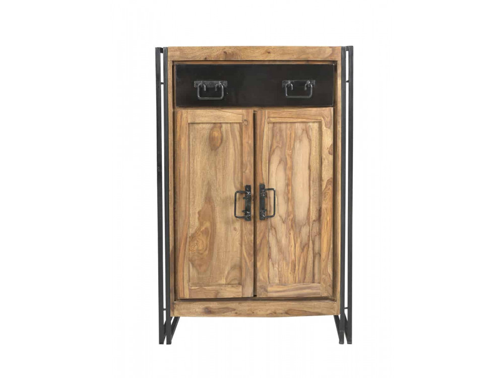 Highboard Madras Modern Massivholz Metall Akazie Braun