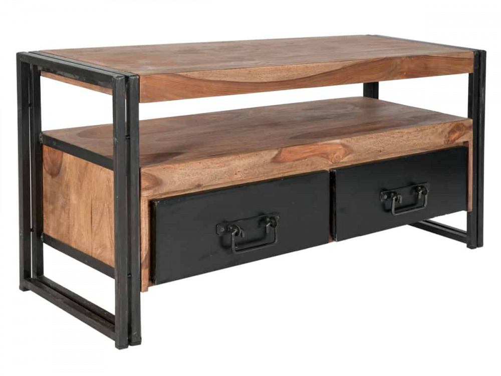 Lowboard Madras Modern Massivholz Metall Akazie Braun