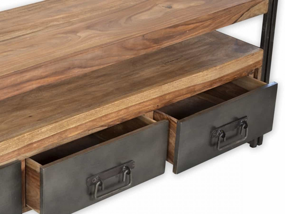 Lowboard Madras Modern Massivholz Metall Akazie Braun