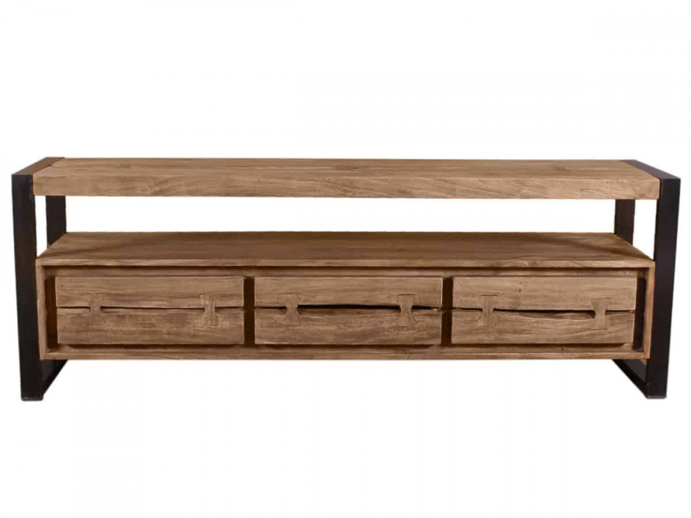 Lowboard  Modern Massivholz Metall Akazie Akazie natur