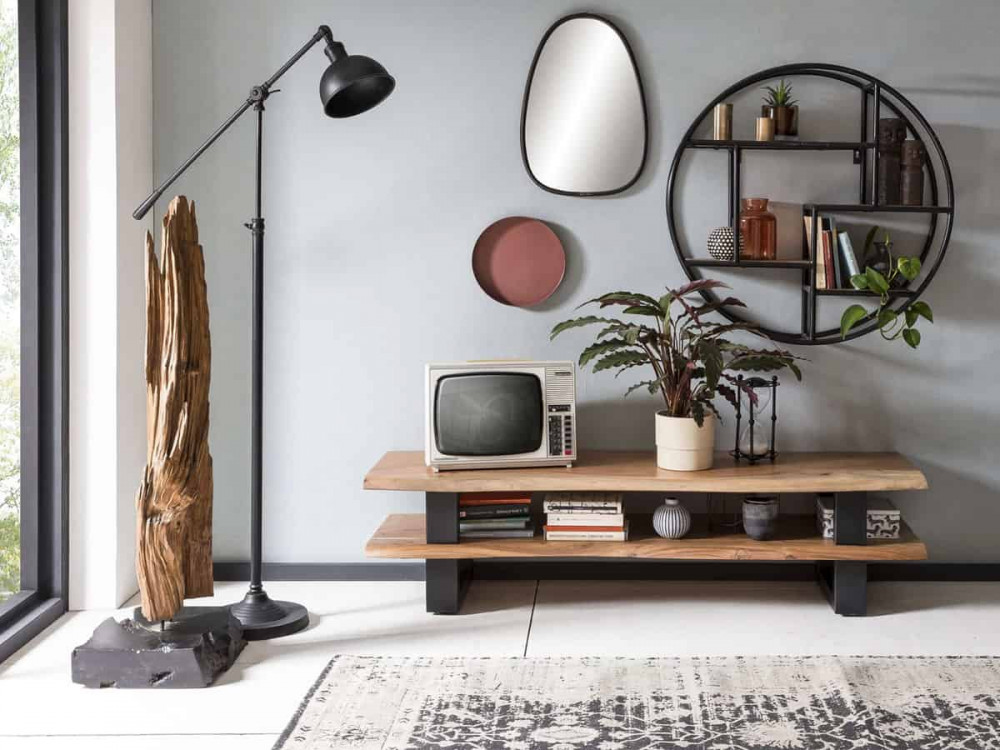 Lowboard  Modern Massivholz Metall Akazie Akazie natur