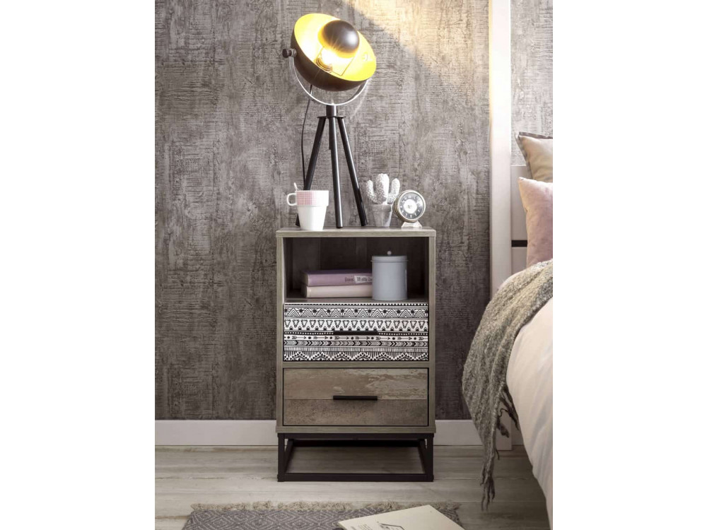 Nachttisch Benton Modern MDF Metall Braun