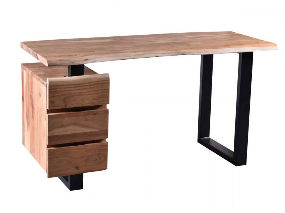 Schreibtisch  Modern Massivholz Metall Akazie Akazie natur