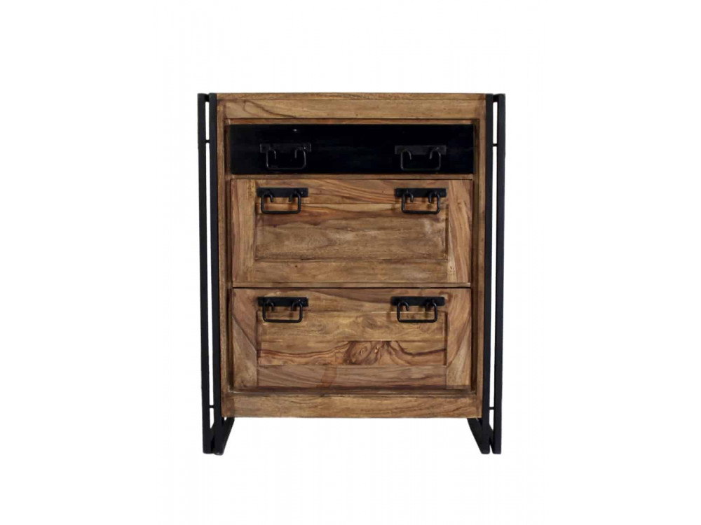 Schuhschrank Madras Kolonialstil Massivholz Metall Akazie Braun