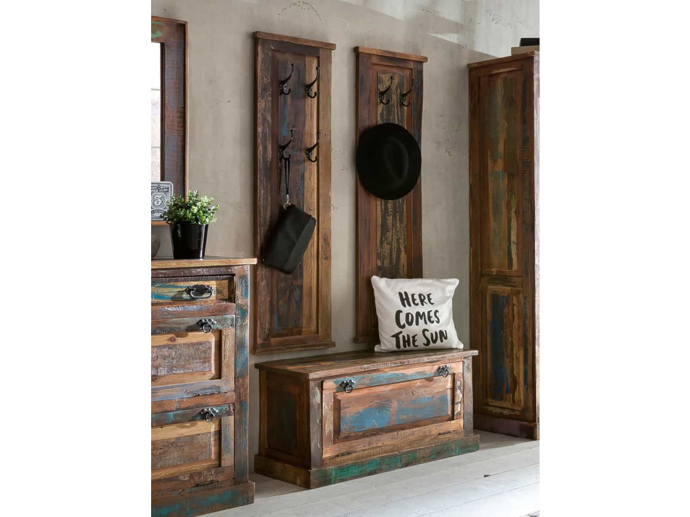 Schuhschrank  Shabby Chic Massivholz Metall Recycletes Holz Braun