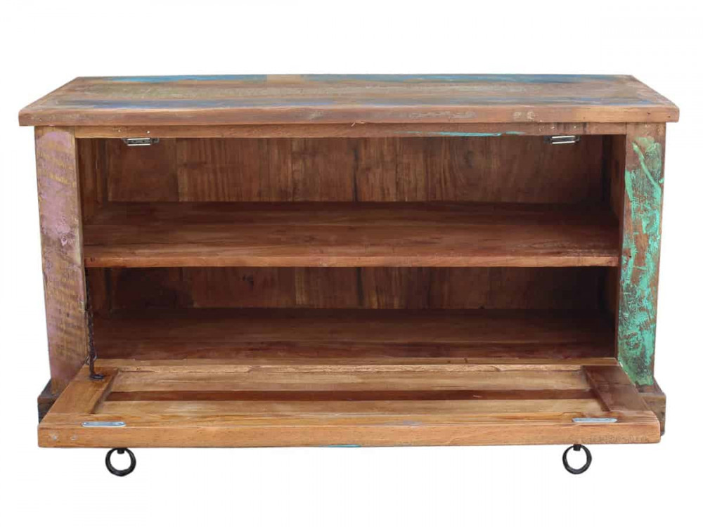 Schuhschrank  Shabby Chic Massivholz Metall Recycletes Holz Braun