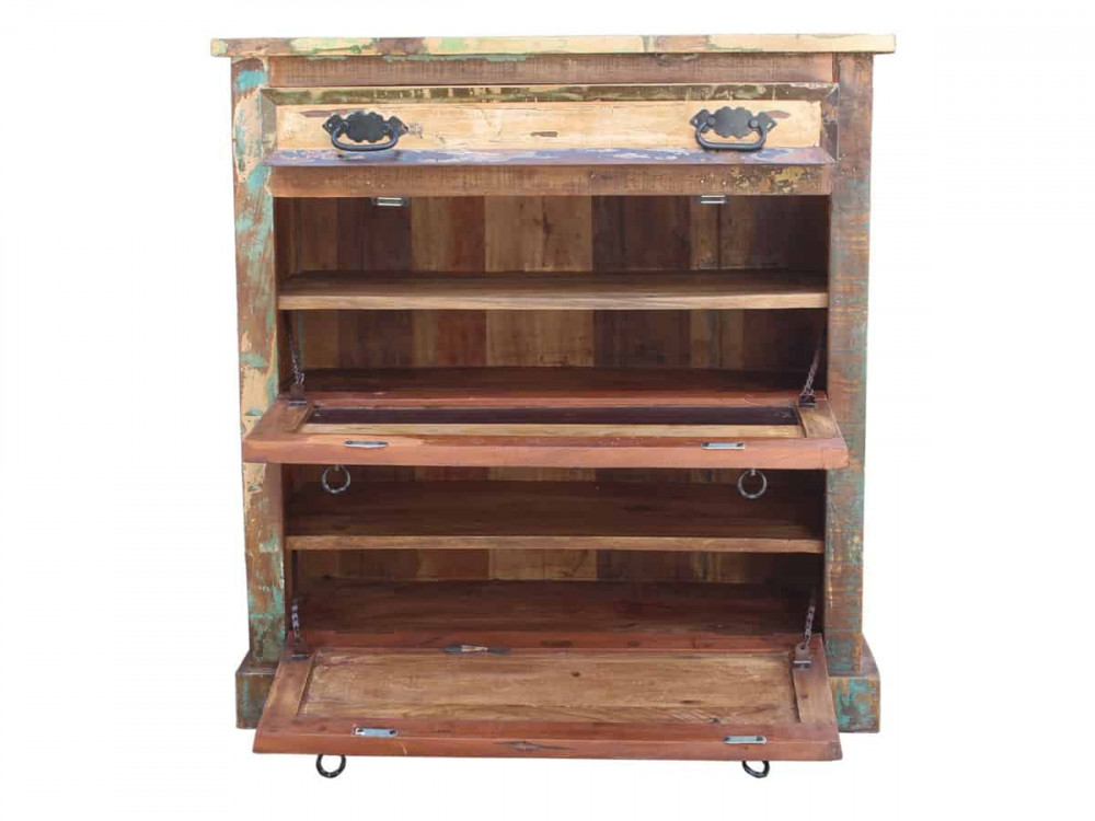Schuhschrank  Shabby Chic Massivholz Recycletes Holz Braun