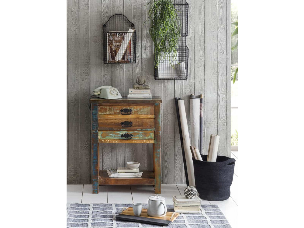 Telefontisch  Shabby Chic Massivholz Recycletes Holz Braun