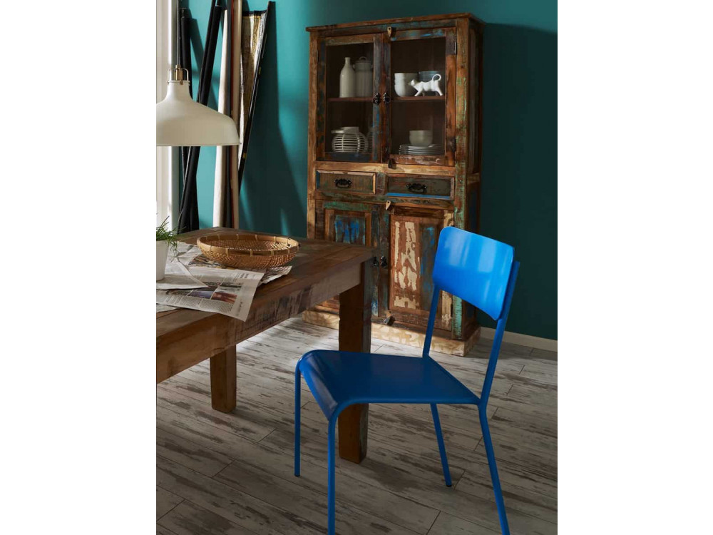 Vitrine  Shabby Chic Massivholz Recycletes Holz Braun