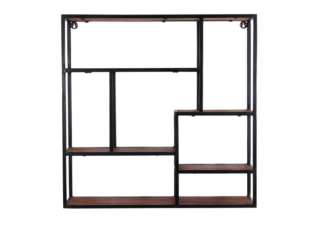 Wandregal Madras Modern Massivholz Metall Mango Braun