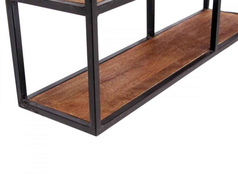 Wandregal Madras Modern Massivholz Metall Mango Braun