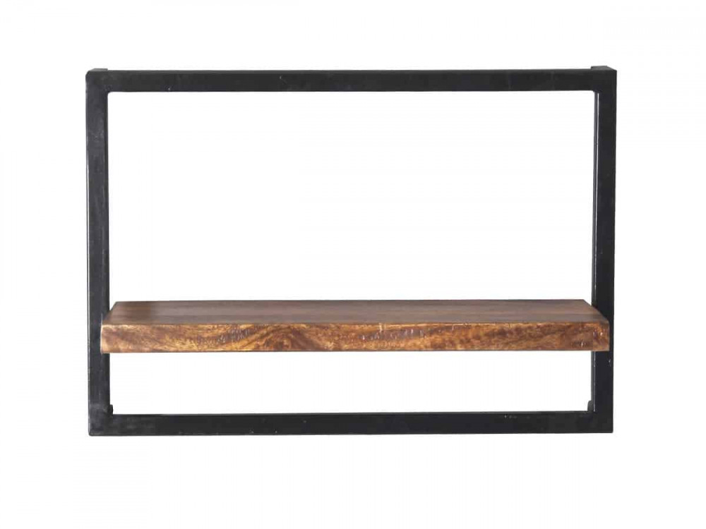 Wandregal Madras Modern Massivholz Metall Mango Braun