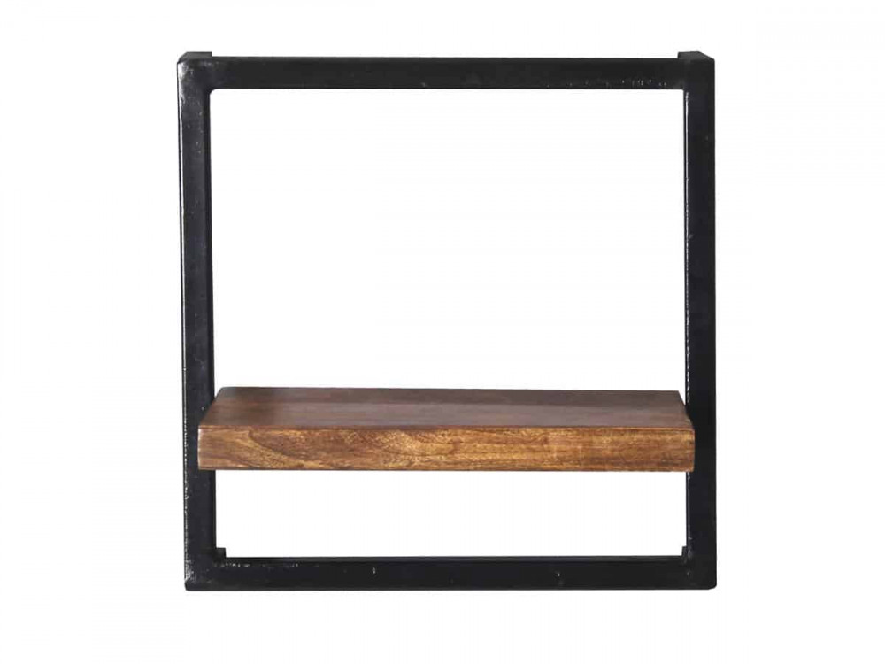 Wandregal Madras Modern Massivholz Metall Mango Braun