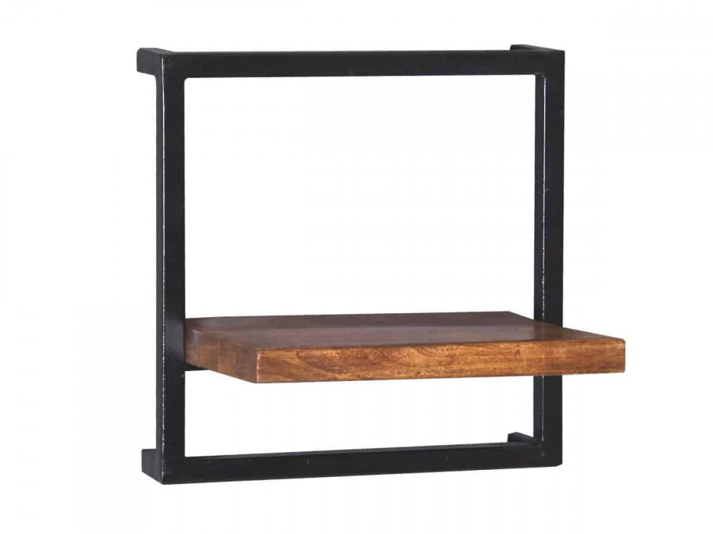 Wandregal Madras Modern Massivholz Metall Mango Braun
