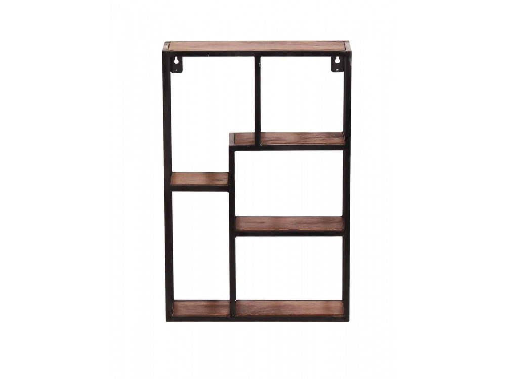 Wandregal Madras Modern Massivholz Metall Mango Braun