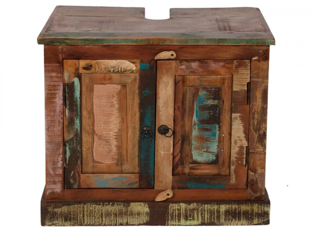 Waschbeckenunterschrank Seaside Shabby Chic Recycletes Holz Braun