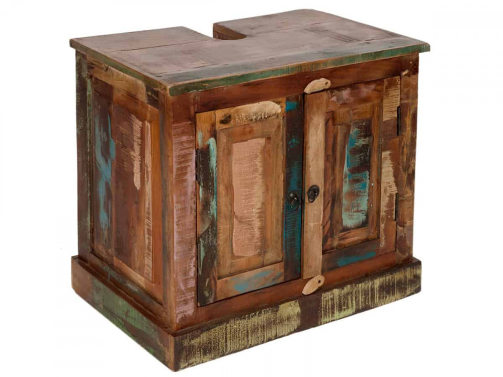 Waschbeckenunterschrank Seaside Shabby Chic Recycletes Holz Braun