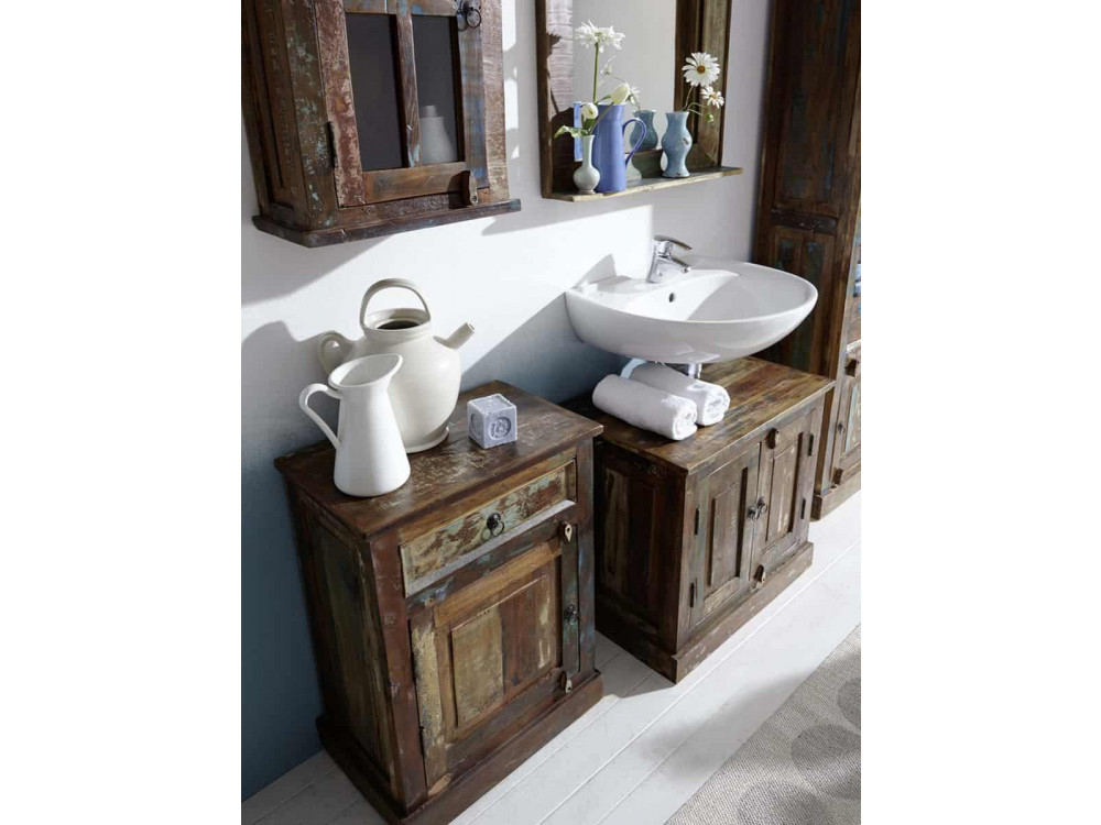 Waschbeckenunterschrank Seaside Shabby Chic Recycletes Holz Braun