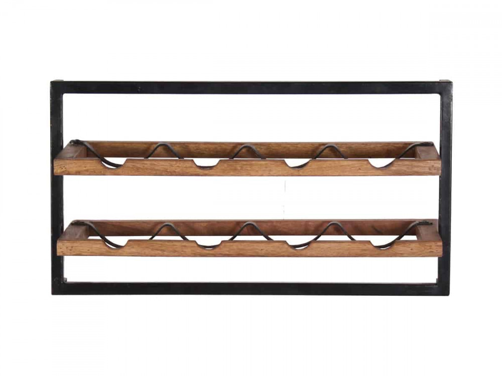 Weinregal Madras Modern Massivholz Metall Mango Braun
