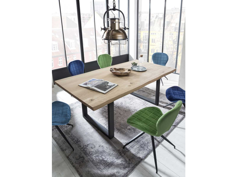 Esstisch  Modern Massivholz Metall Eiche Hellbraun