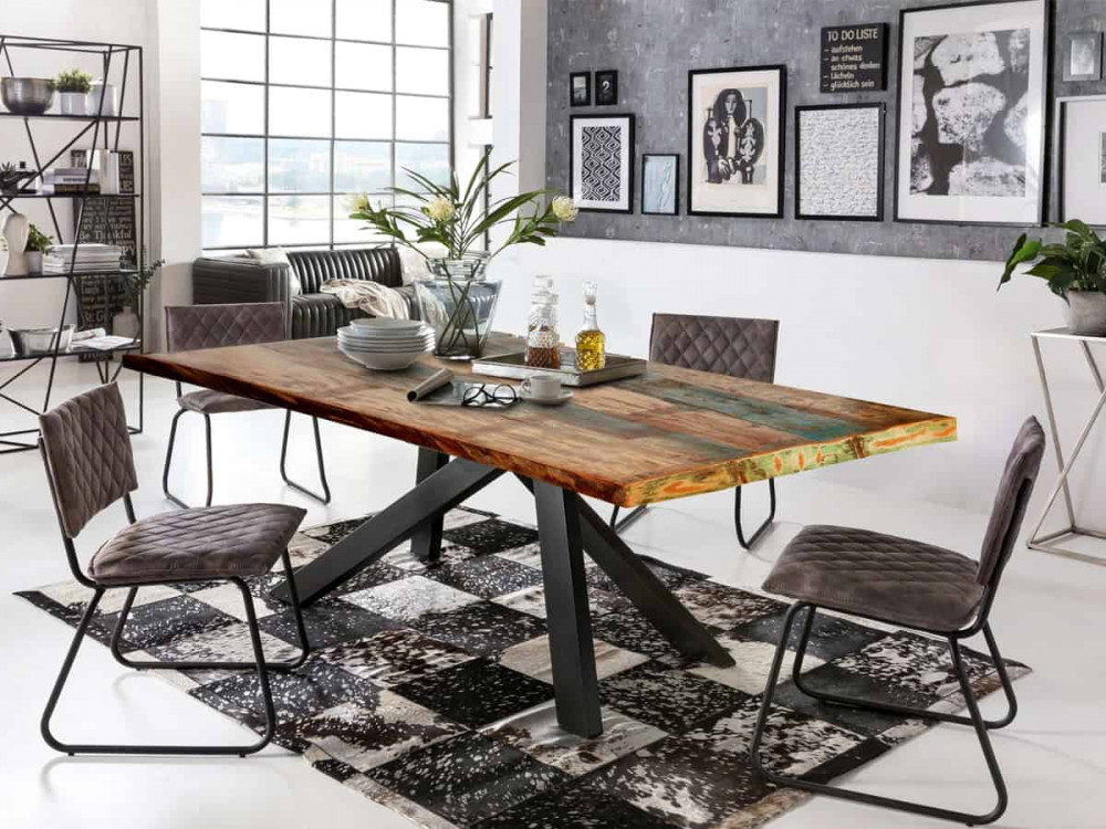 Esstisch Vanaja Modern Recycletes Holz Bunt