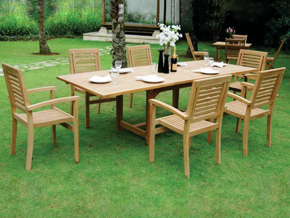 Gartentisch  Gartenmöbel Outdoor Modern Teak Honig