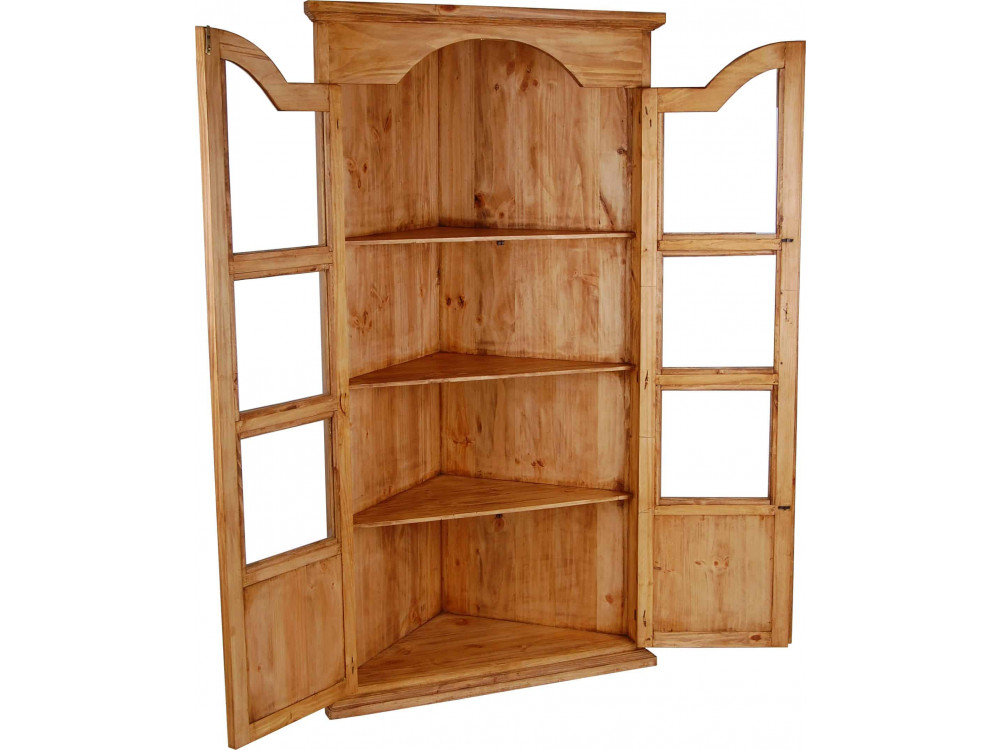 Eckvitrine Mexico Möbel Landhaus Pinie Honig