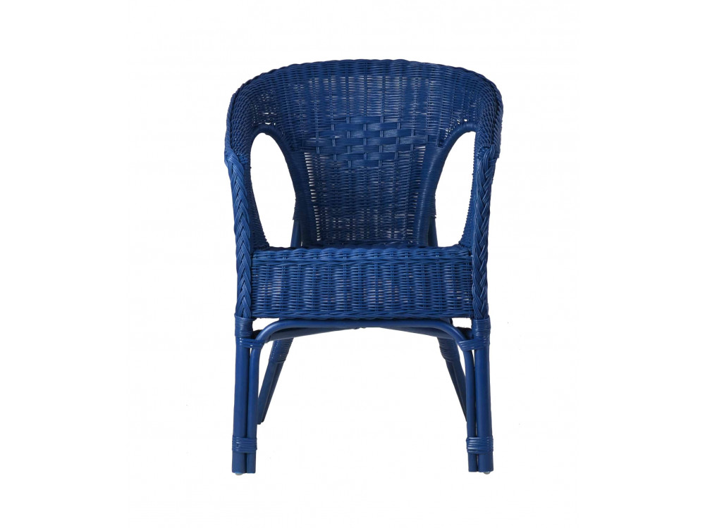 Armlehnstuhl Rattan Landhaus Blau