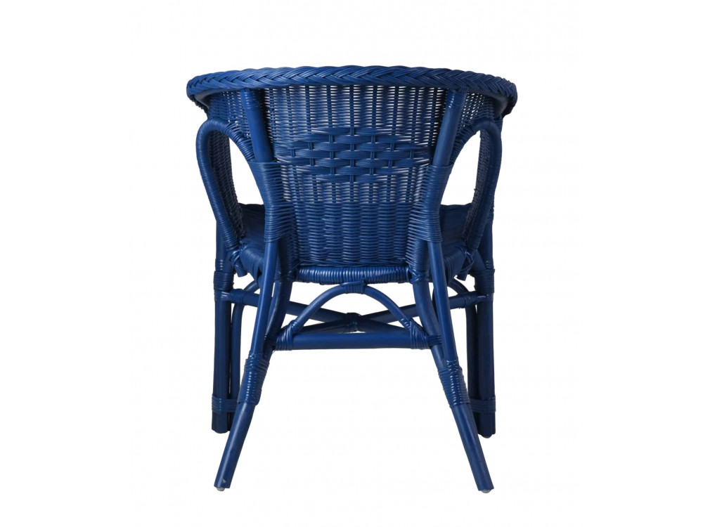 Armlehnstuhl Rattan Landhaus Blau
