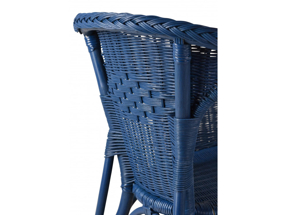 Armlehnstuhl Rattan Landhaus Blau