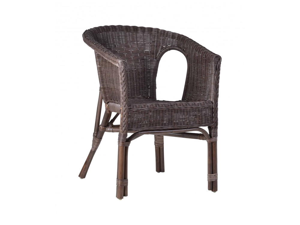 Armlehnstuhl Rattan Landhaus Braun