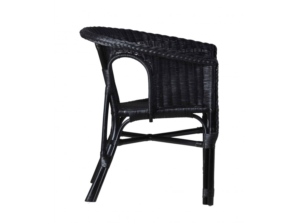 Armlehnstuhl Rattan Landhaus Schwarz