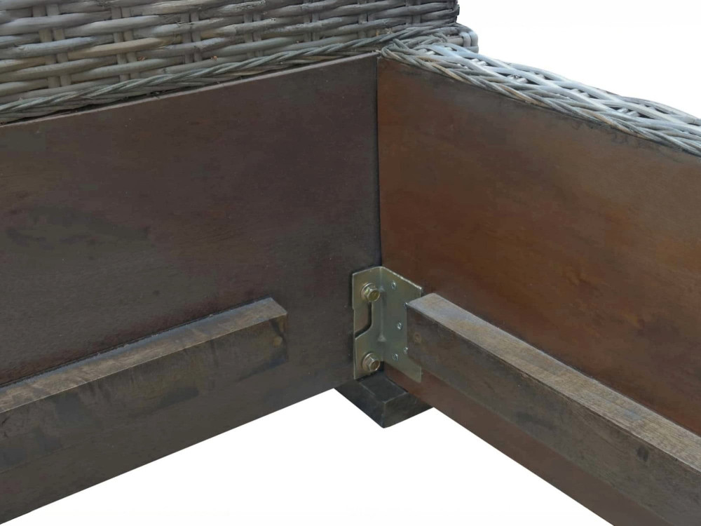 Bett  Modern Massivholz Rattan Mahagoni Kubu-grau