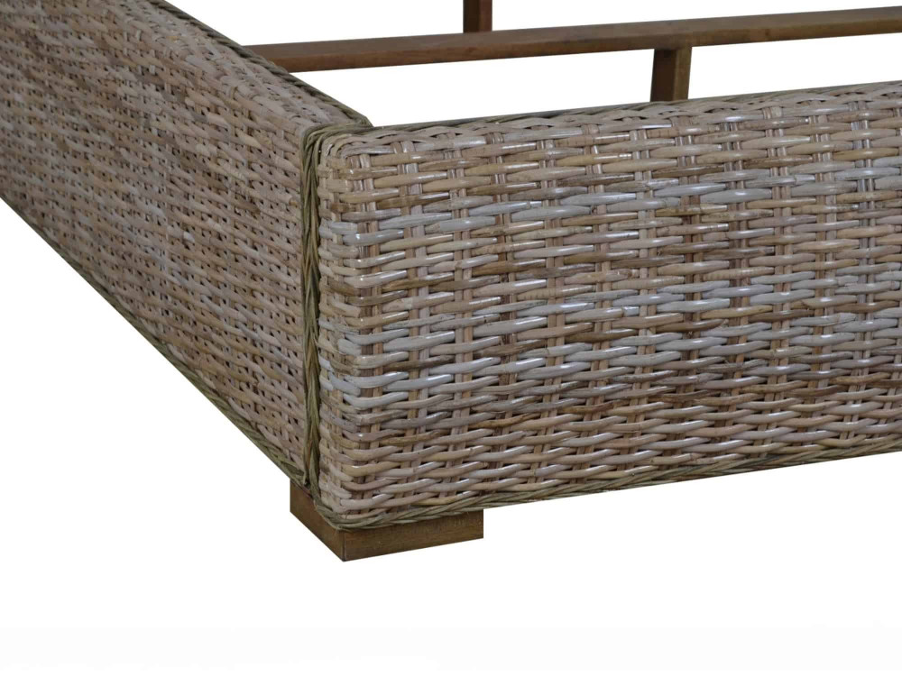 Bett  Modern Massivholz Rattan Mahagoni Kubu-grau