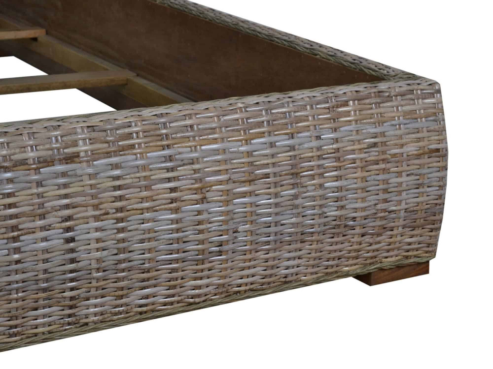 Bett  Modern Massivholz Rattan Mahagoni Kubu-grau