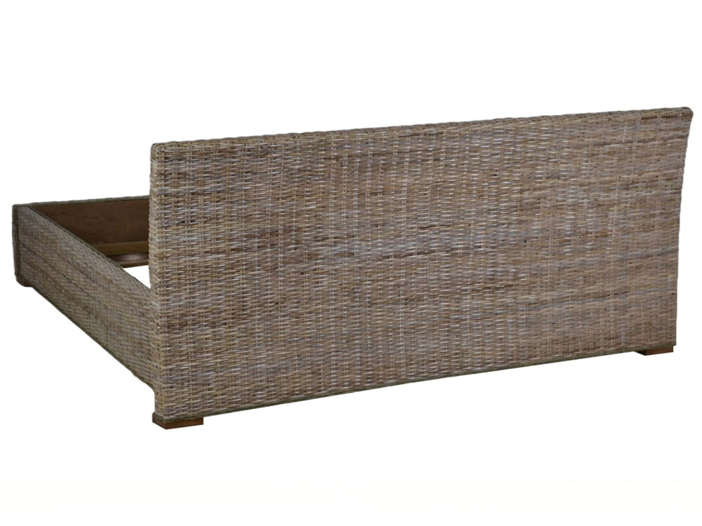 Bett  Modern Massivholz Rattan Mahagoni Kubu-grau