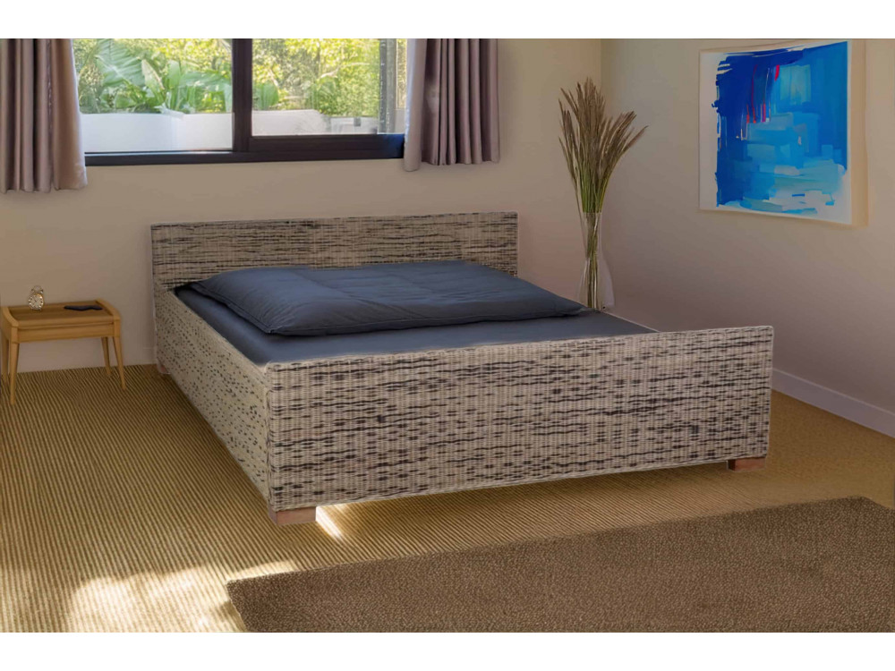 Bett Rattan Landhaus Massivholz Rattan Mahagoni Honig