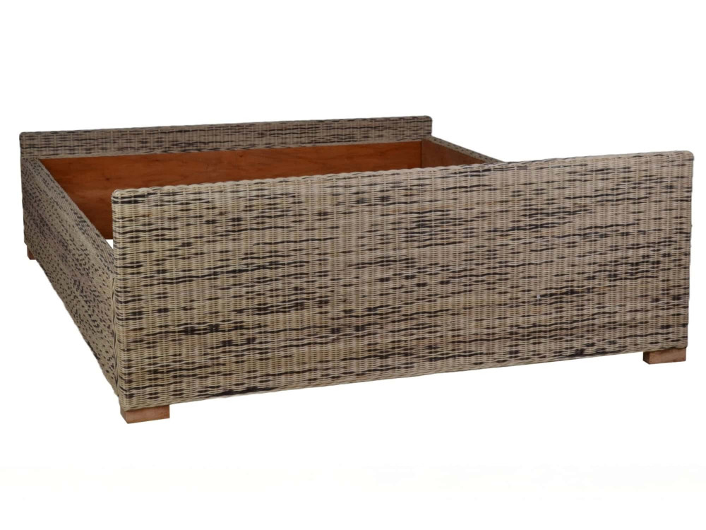 Bett Rattan Landhaus Massivholz Rattan Mahagoni Honig