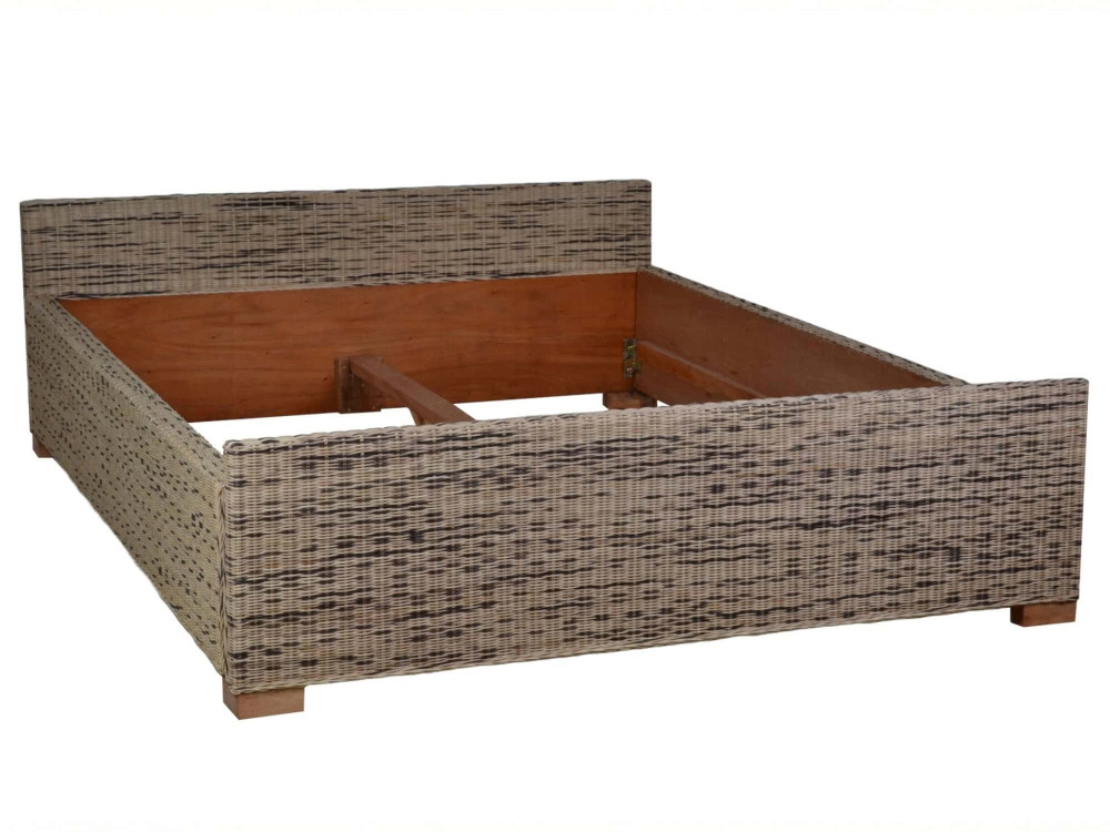 Bett Rattan Landhaus Massivholz Rattan Mahagoni Honig