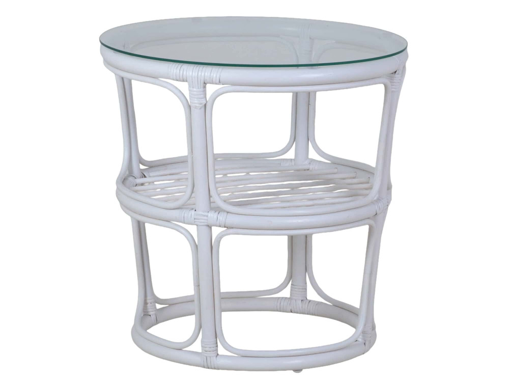 Couchtisch Rattan Landhaus Weiß