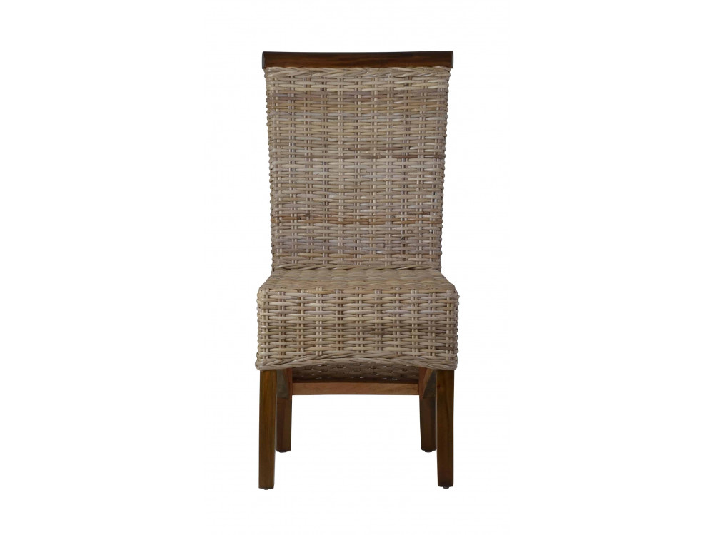 Esszimmerstuhl Rattan Landhaus Mahagoni Grau