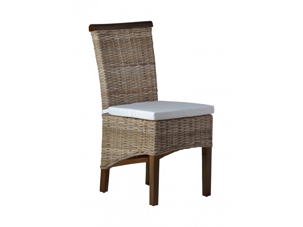 Esszimmerstuhl Rattan Landhaus Mahagoni Grau