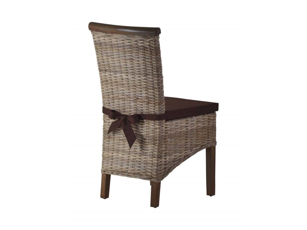 Esszimmerstuhl Rattan Landhaus Mahagoni Grau